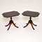 Antique Regency Style Leather Top Side Tables, Set of 2, Image 2