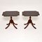 Antique Regency Style Leather Top Side Tables, Set of 2 1