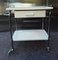 Chromed Tubular Steel Trolley with White Coated Chipboard Drawer & 2 White Formica Shelves, 1970s 2