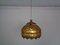 Large French Brass Lotus Ceiling Lamp, 1940s 1