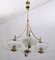 Italian Art Deco Murano Glass and Brass Chandelier by Ercole Barovier for Barovier & Toso, 1930s 1