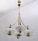Italian Art Deco Murano Glass and Brass Chandelier by Ercole Barovier for Barovier & Toso, 1930s, Image 1