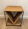 French Rattan and Black Metal Side Table, 19701 1