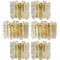 Large Modern Brass & Ice Glass Chandeliers by J.T. Kalmar for Isa, Set of 2 14