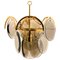 Smoked Glass and Brass Chandelier Attributed to Vistosi, Italy, 1970s 1