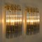 Venini Style Murano Glass and Gilt Brass Sconces With Grey Stripe, Italy, Set of 2 7