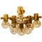 Jakobsson Style Brass and Glass Ceiling Lamps from Isa, 1960s, Set of 3 1