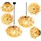 Amber Glass Pendant Lights by Helena Tynell for Cor, 1960s, Set of 6 1