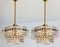 Gold-Plated Crystal Glass Chandeliers for Interna, 1960, Set of 4 2