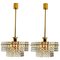 Gold-Plated Crystal Glass Chandeliers for Interna, 1960, Set of 4, Image 4