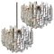 Large Ice Glass Chandeliers by J. T. Kalmar, Set of 2 1