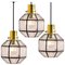 Iron and Clear Glass Light Pendants from Limburg, 1965, Set of 3 1