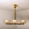 Brass and Structured Opaque and Clear Glass Chandelier, 1960s, Image 4