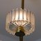 Brass and Structured Opaque and Clear Glass Chandelier, 1960s 8