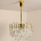 Brass Ice Glass Pendant Chandelier from Kalmar, 1970s 4