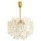 Brass Ice Glass Pendant Chandelier from Kalmar, 1970s 1