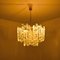 Brass Ice Glass Pendant Chandelier from Kalmar, 1970s 5