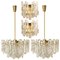 Ice Glass Light Fixtures, 2 Wall Scones and 2 Chandeliers from Kalmar, Set of 4 1