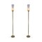 White Frosted Glass Shades on Brass Tall Floor Lamps, Set of 2 6