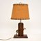 Antique Brass & Oak Horse Lamp, Image 7