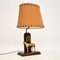 Antique Brass & Oak Horse Lamp, Image 3