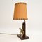 Antique Brass & Oak Horse Lamp 2
