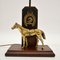 Antique Brass & Oak Horse Lamp, Image 4
