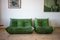 Green Leather Togo Sofa & Lounge Set by Michel Ducaroy for Ligne Roset, 1970s, Set of 2 1
