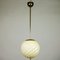Vintage Art Deco Glass Ball & Brass Pendant Lamp, 1940s 6