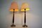 Lampade Hats in mogano, ottone e cotone di Abat Jour, anni '50, set di 2, Immagine 17