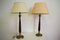 Lampade Hats in mogano, ottone e cotone di Abat Jour, anni '50, set di 2, Immagine 14