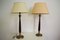 Mahogany, Brass & Cotton Hats Tale Lamps from Abat Jour, 1950s, Set of 2 14