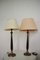 Lampade Hats in mogano, ottone e cotone di Abat Jour, anni '50, set di 2, Immagine 13