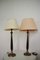 Mahogany, Brass & Cotton Hats Tale Lamps from Abat Jour, 1950s, Set of 2 13