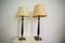 Lámparas Tale de caoba, latón y algodón de Abat Jour, años 50. Juego de 2, Imagen 3