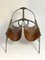 Mid-Century Hand Made Cow Leather and Wrought Iron Magazine Holder, 1970s, Image 4