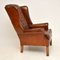 Antique Deep Buttoned Leather Wing Back Armchair, Image 11