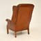 Antique Deep Buttoned Leather Wing Back Armchair, Image 12