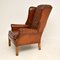 Antique Deep Buttoned Leather Wing Back Armchair 3