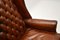 Antique Deep Buttoned Leather Wing Back Armchair, Image 8