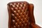 Antique Deep Buttoned Leather Wing Back Armchair 4