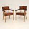 Vintage Leather and Oak Armchair, 1960s, Set of 2 1