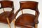Vintage Leather and Oak Armchair, 1960s, Set of 2 5