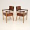Vintage Leather and Oak Armchair, 1960s, Set of 2 3