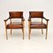 Vintage Leather and Oak Armchair, 1960s, Set of 2 2