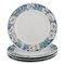 Royal Copenhagen White Rose Dinner Plates with Blue Border and White Flowers, Set of 4, Image 1