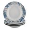 Royal Copenhagen White Rose Deep Plates with Blue Border and White Flowers, Set of 4 1