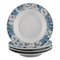 Royal Copenhagen White Rose Deep Plates with Blue Border and White Flowers, Set of 4, Image 1