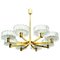 Chandelier with 8 Icicle Glass Shades in Brass, 1960s, Image 1