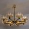 Chandelier with 8 Icicle Glass Shades in Brass, 1960s 6